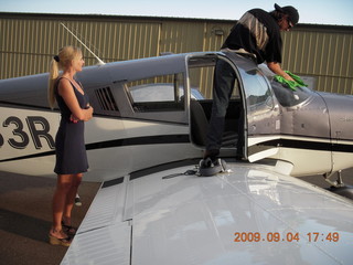 Blythe (BLH) fly-in - Kristina and Sean and N8483R newly painted