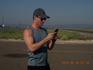 max b at seligman on his cell phone