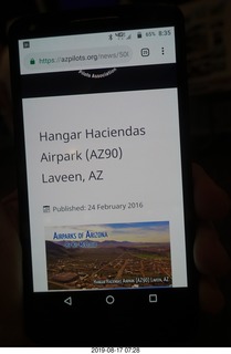 Ray Brown's cell phone - Hangar Haciendas Haciendas Airport (AZ90), Laveen, Arizona